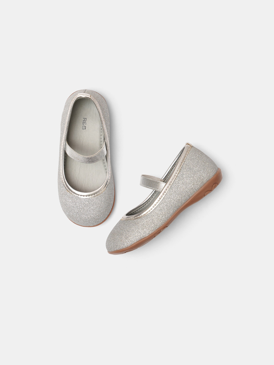 

R&B Girls Silver-Toned Woven Design PU Slip-On Sneakers