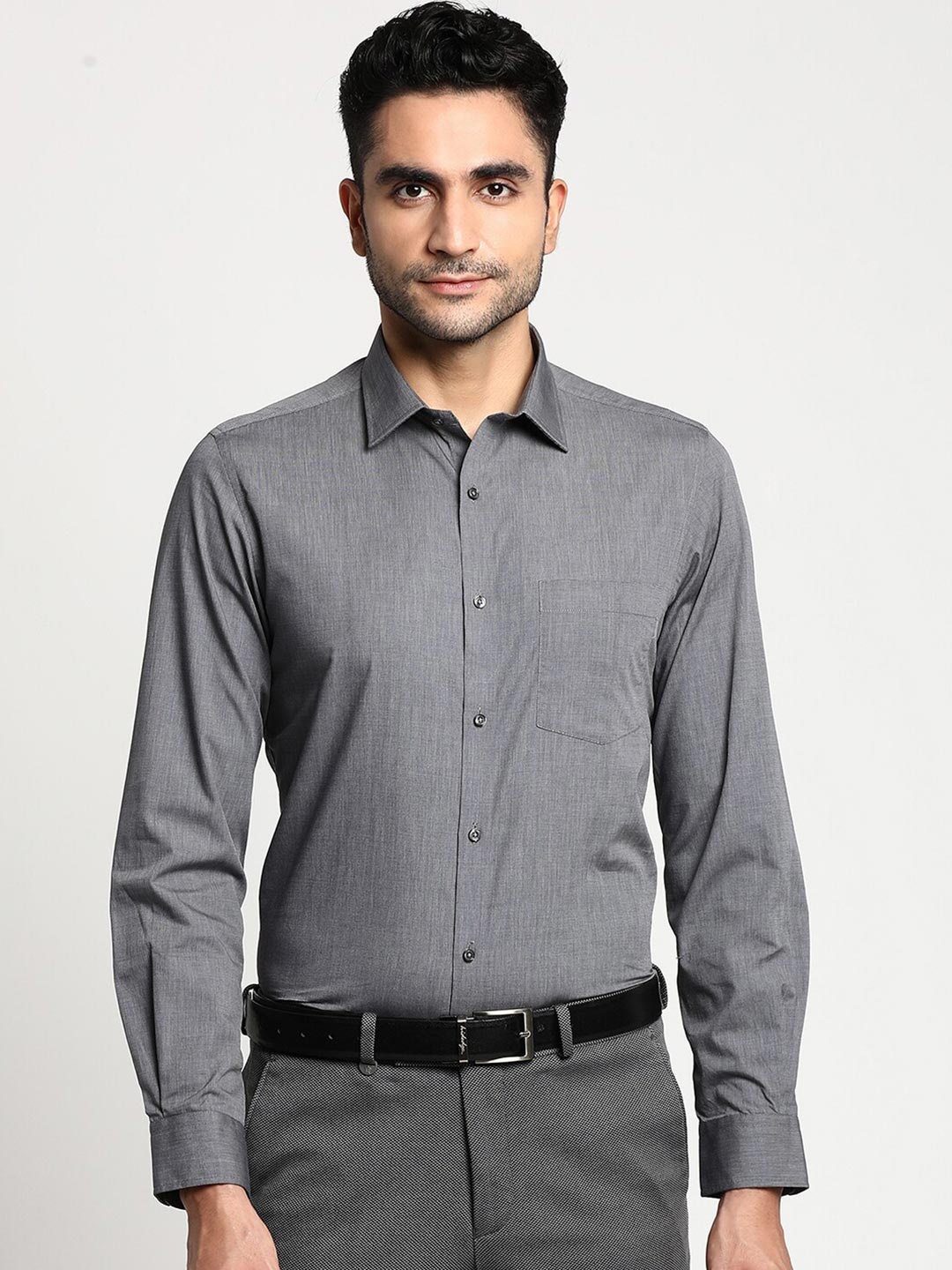 

Turtle Men Grey Slim Fit Formal Shirt