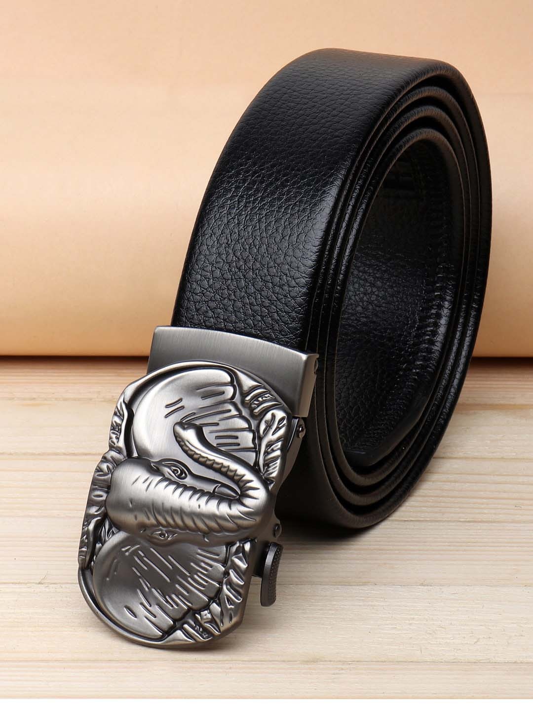 

ZORO Men Black Textured PU Belt