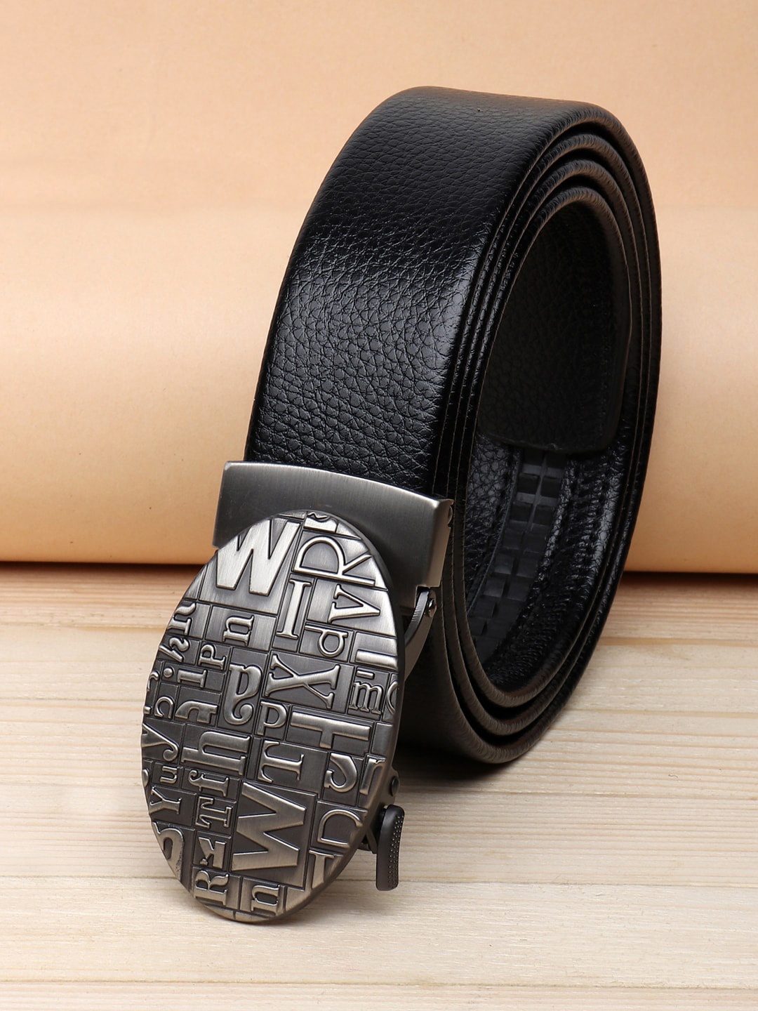 

ZORO Men Textured Slider Buckle Belt, Black