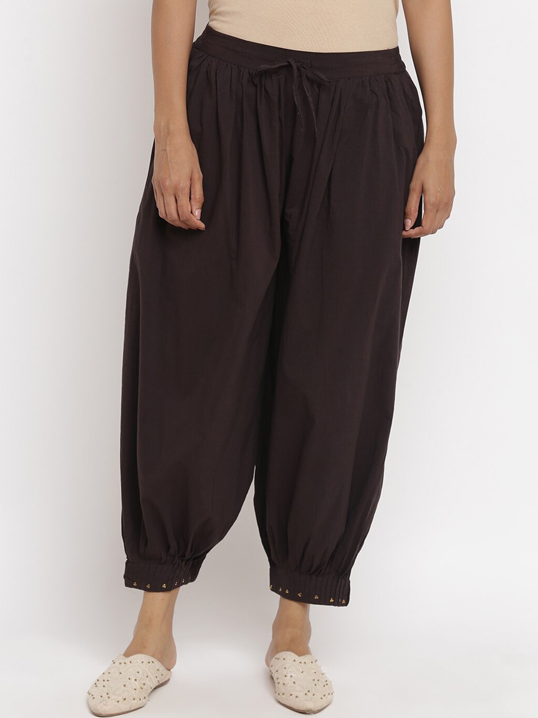

W The Folksong Collection Women Brown Solid Pure Cotton Salwar