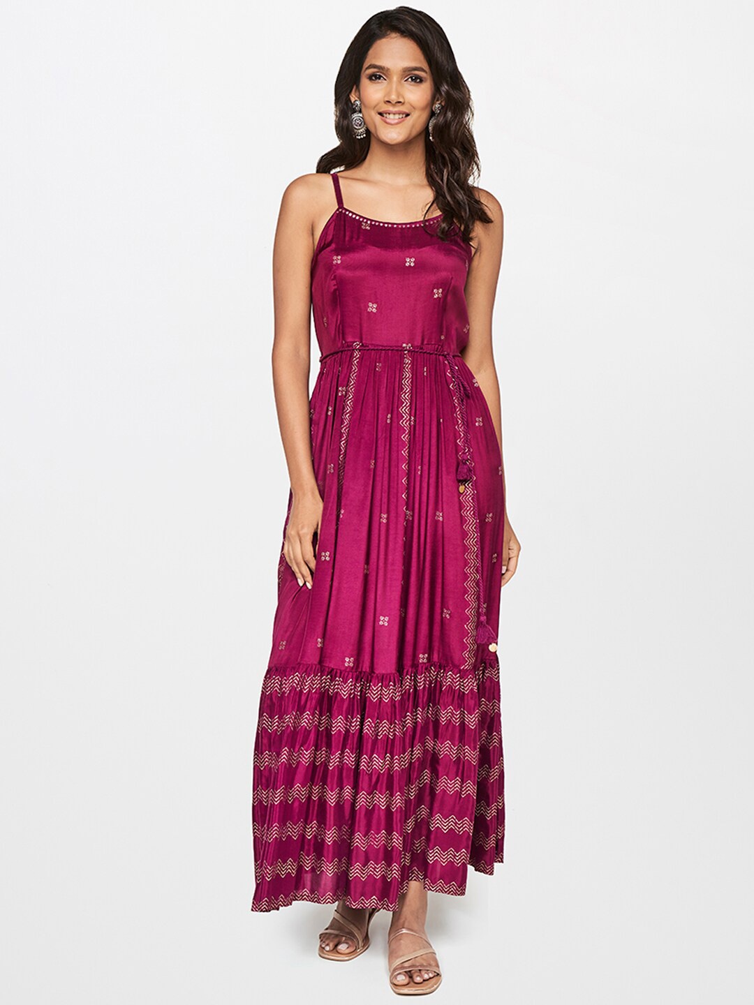 

itse Red Ethnic Motifs Maxi Dress