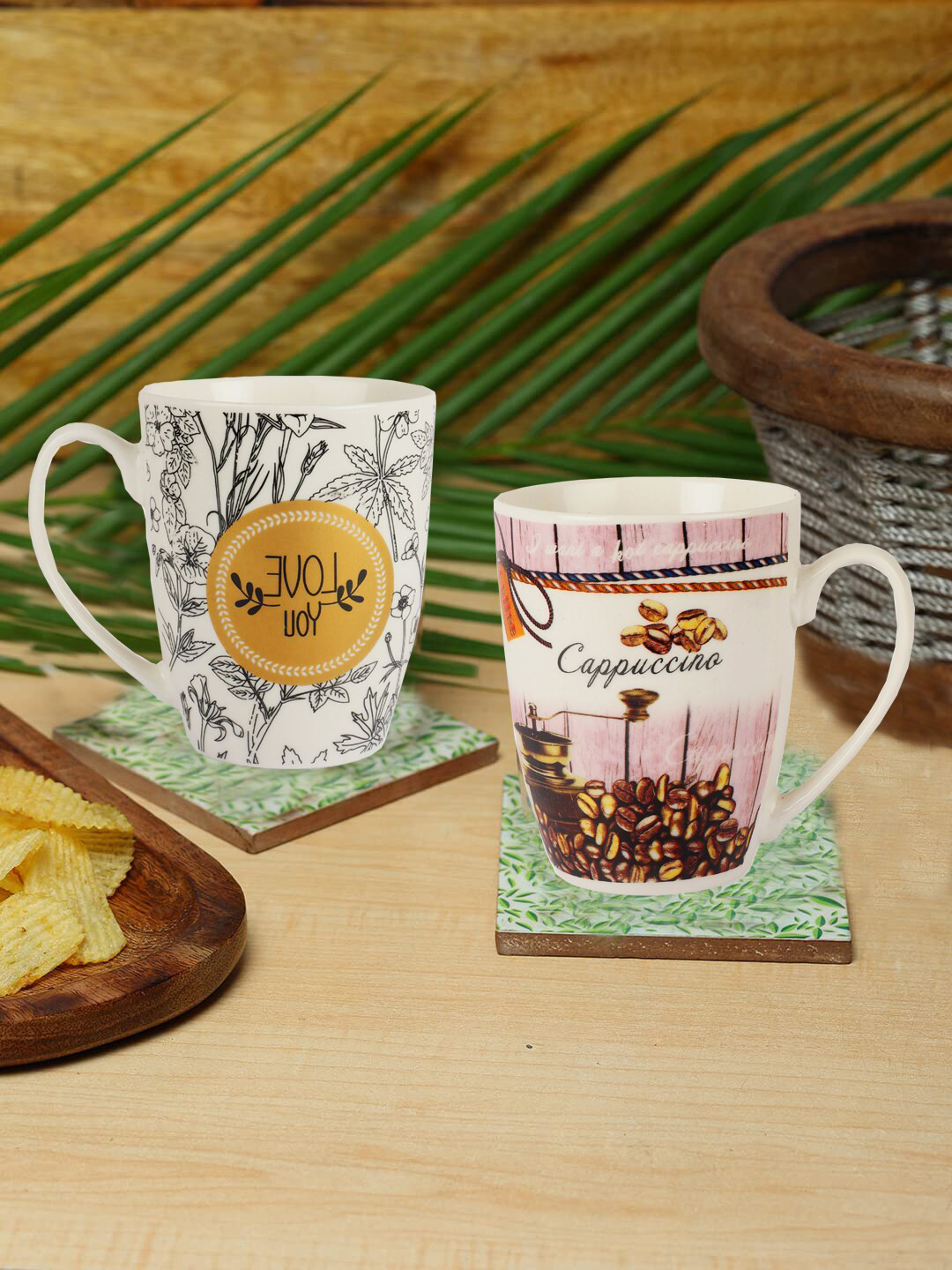 

ZEVORA White & Black Handcrafted Solid Ceramic Glossy Mugs Set of Cups and Mugs