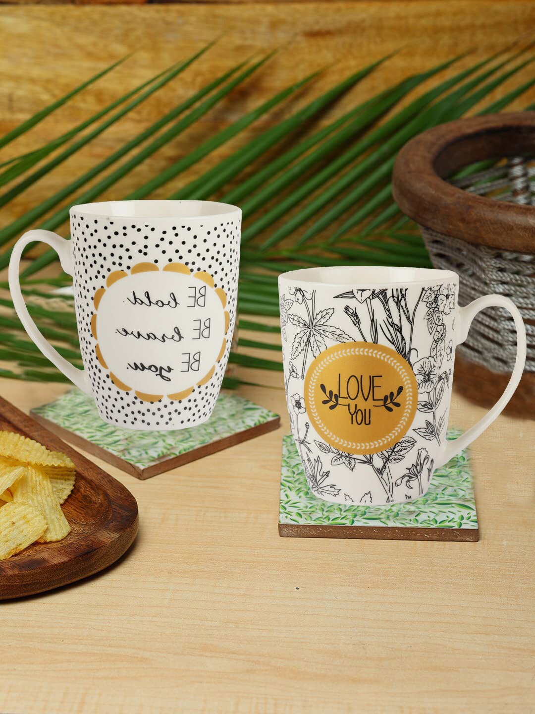 

ZEVORA White & Black Handcrafted Solid Ceramic Glossy Mugs Set of Cups and Mugs