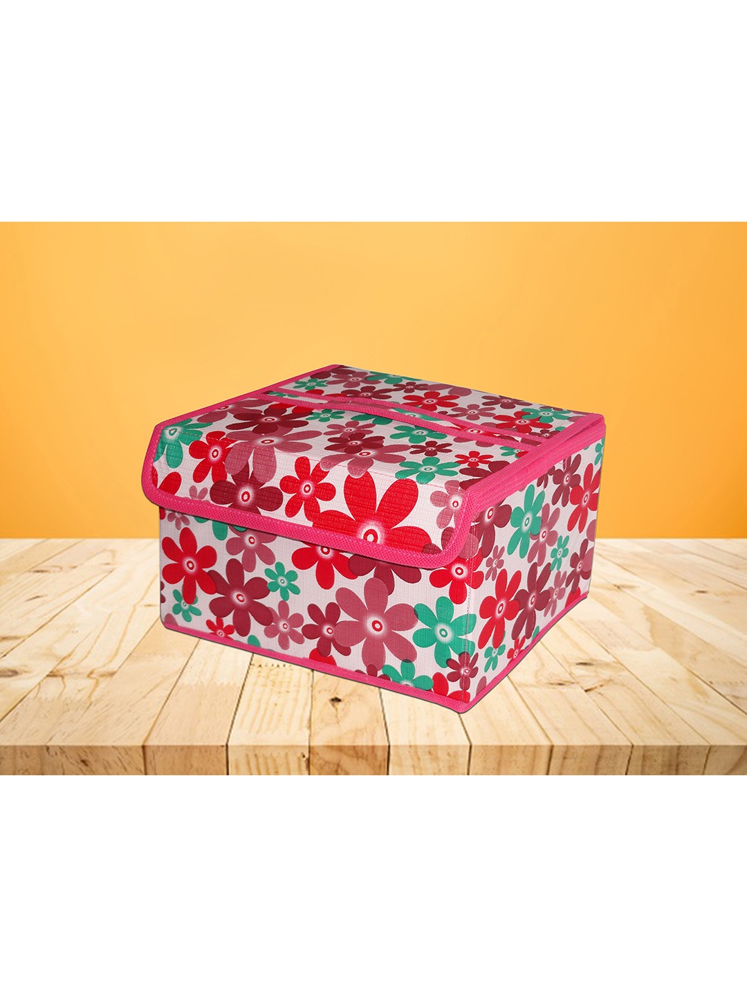 

atorakushon Pink & White Printed Makeup Storage Organizer