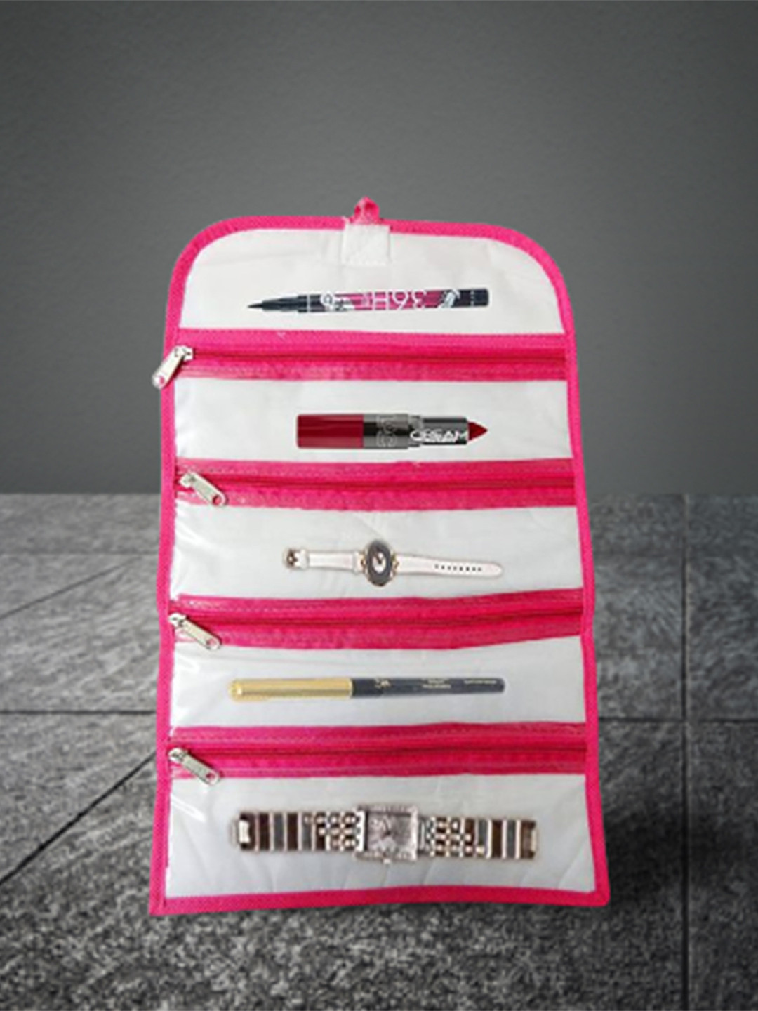 

atorakushon Set Of 3 Printed Jewellery Makeup Bag Storage Organisers, White