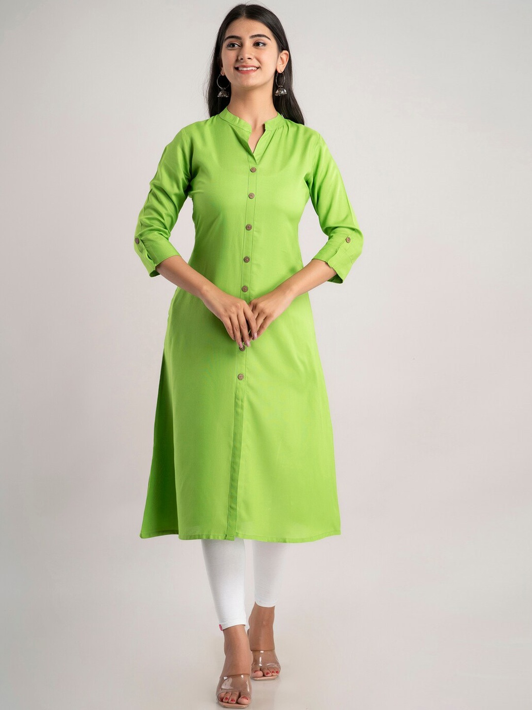 

MAUKA Women Green Thread Work Kurta