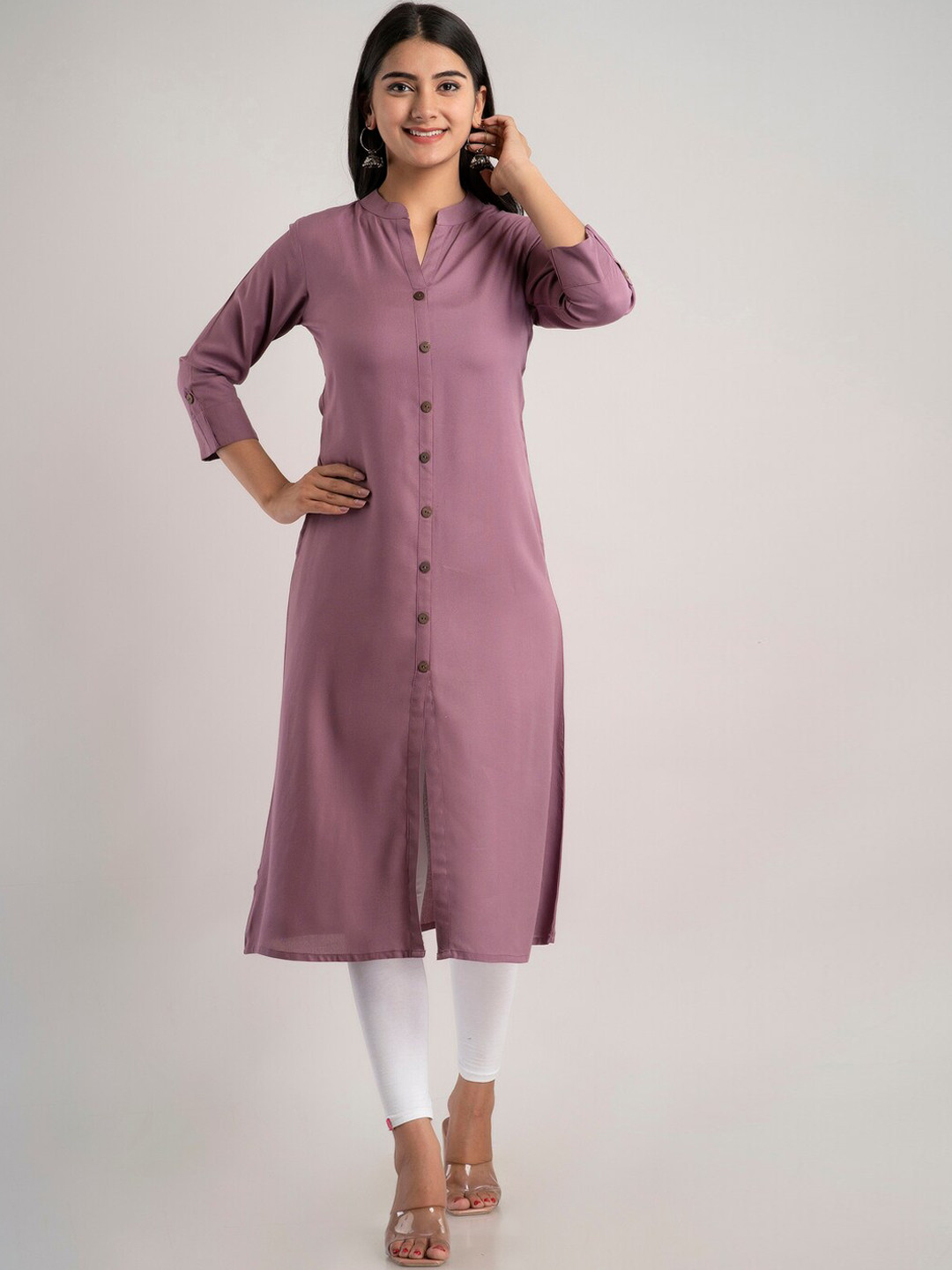 

MAUKA Women Purple Thread Work Kurta