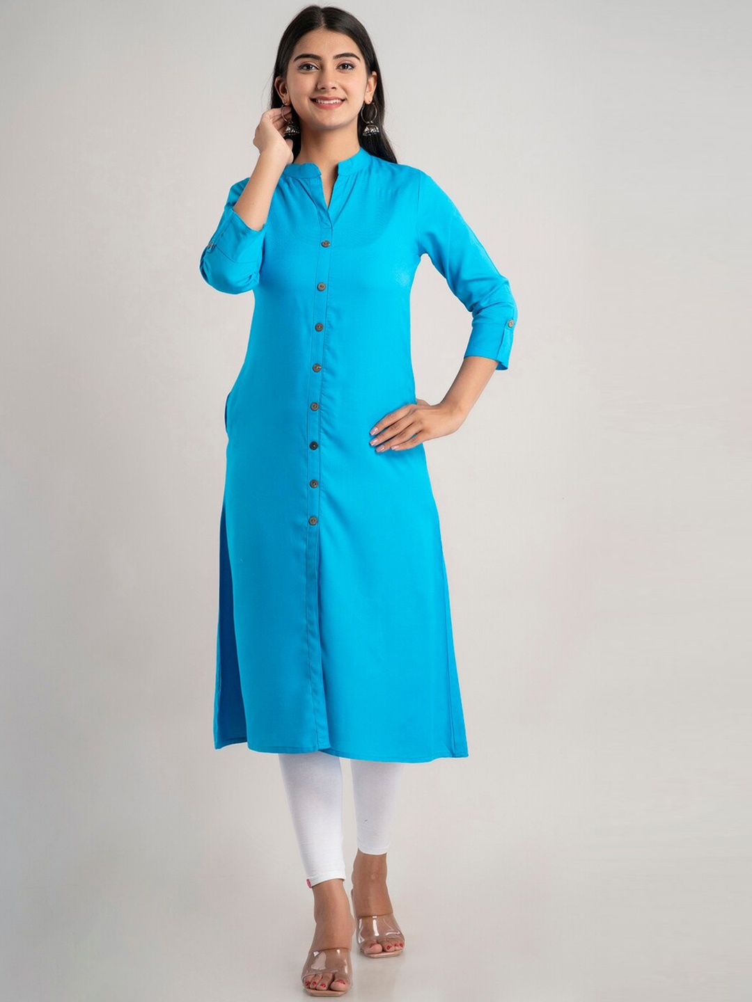 

MAUKA Women Blue Thread Work Kurta