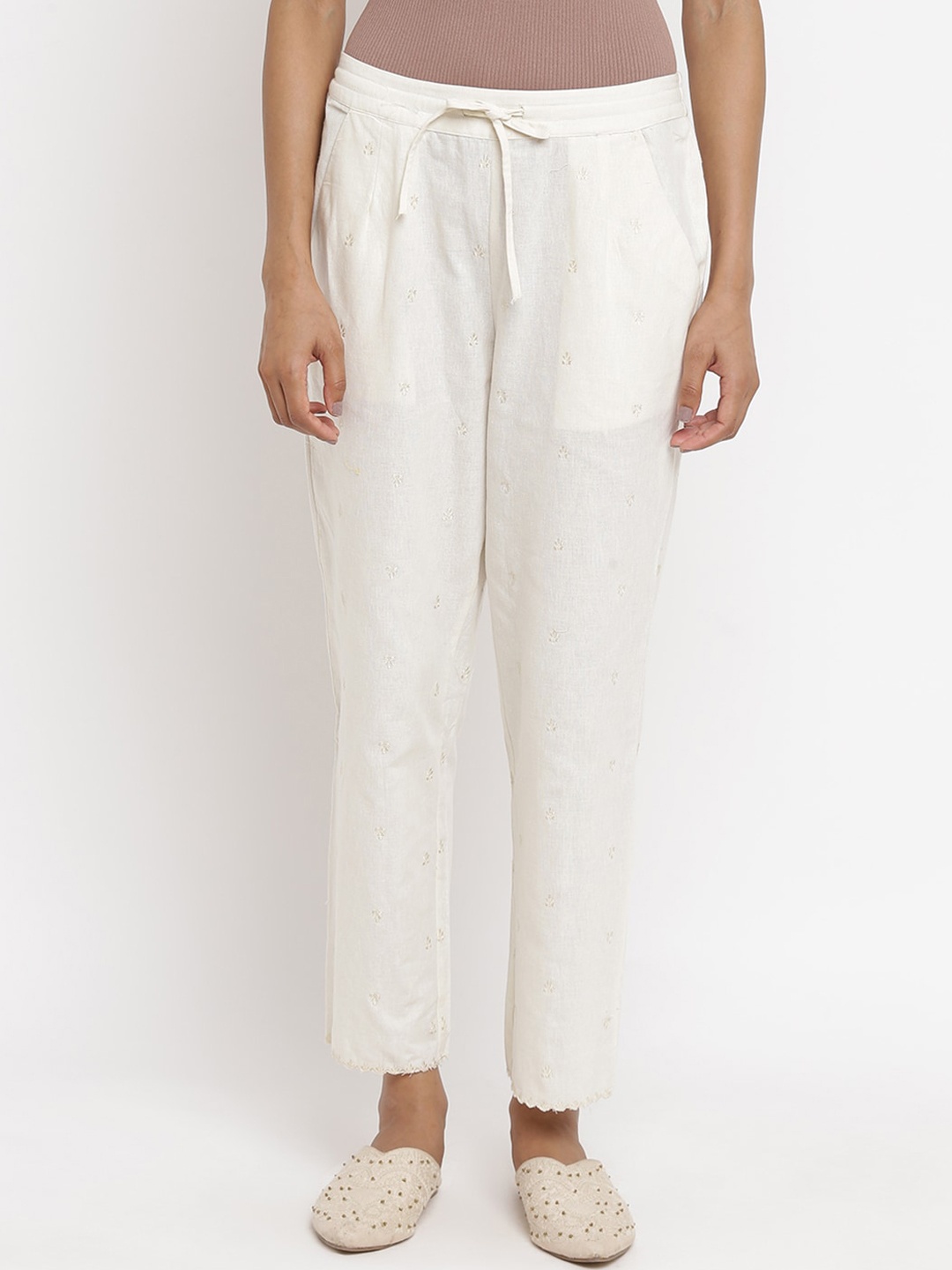 

W The Folksong Collection Women Cream-Coloured Trousers
