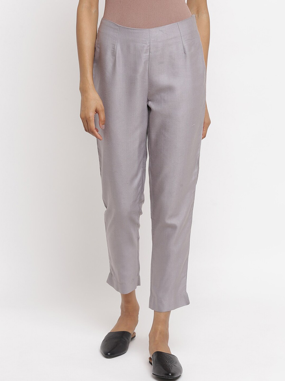 

W The Folksong Collection Women Grey Pleated Trousers