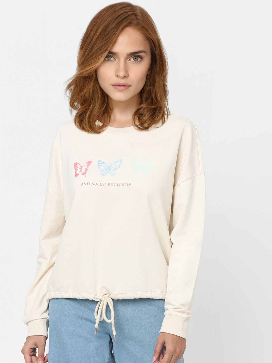 

Vero Moda Women Beige Printed Sweatshirt
