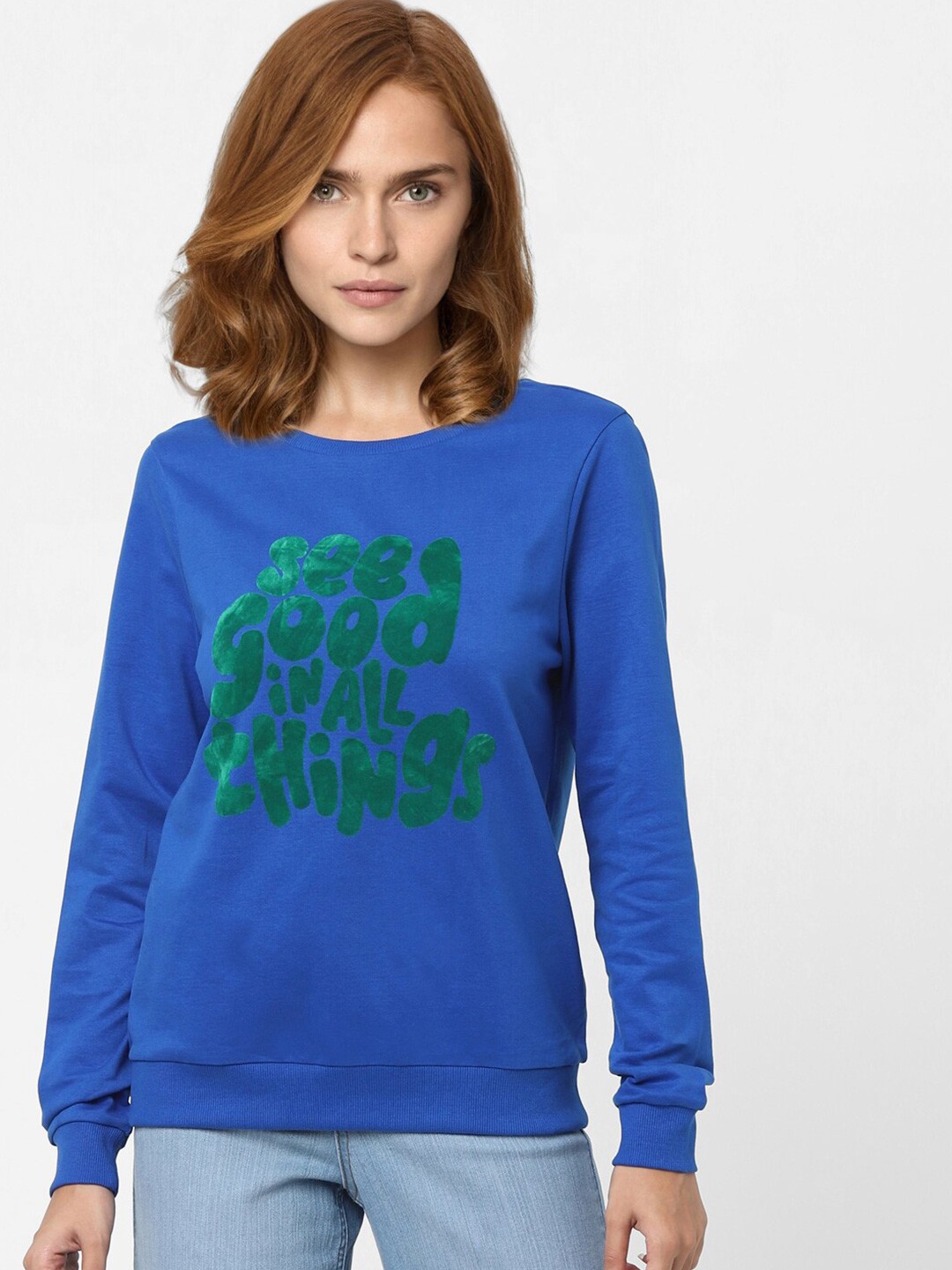

Vero Moda Women Blue Printed Sweatshirt