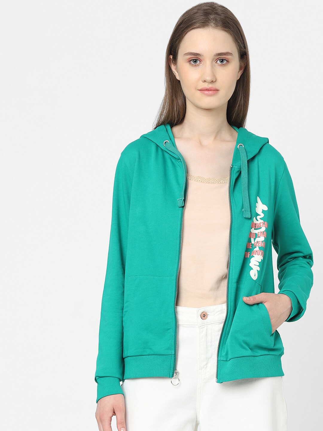 

Vero Moda Women Green Hooded Sweatshirt