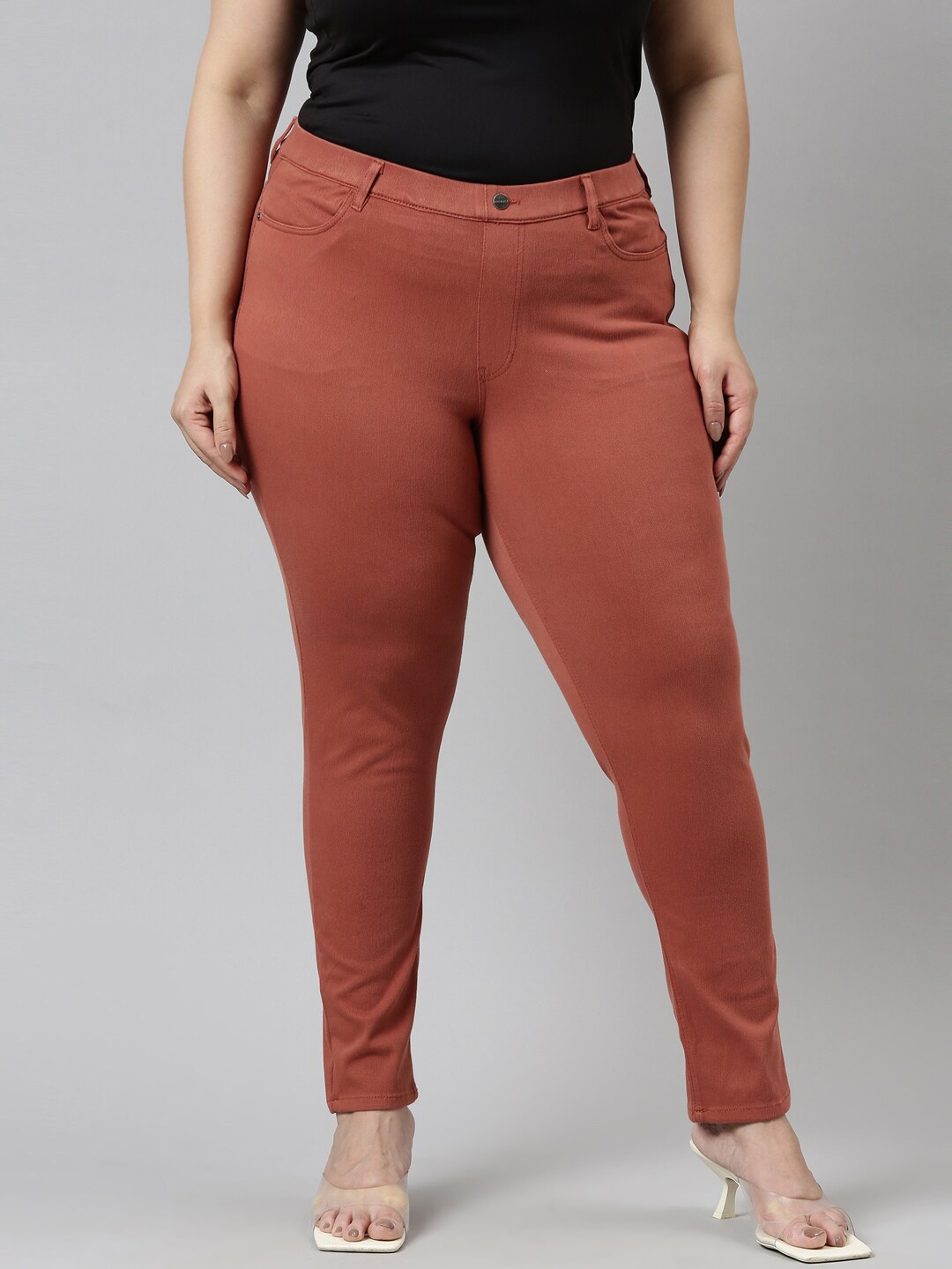 

Go Colors Women Rust Colored Solid Slim-Fit Jeggings