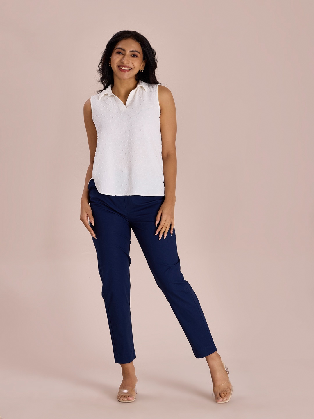 

Go Colors Women Navy Blue Solid Slim-Fit Cotton Treggings