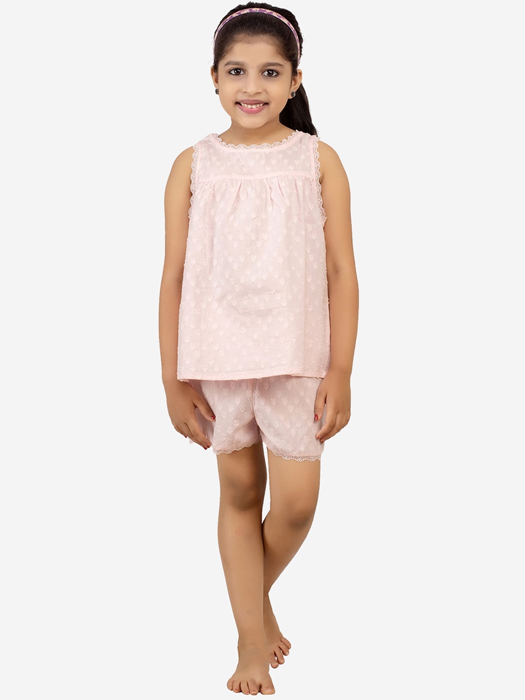 

BStories Girls Pink Printed Night suit