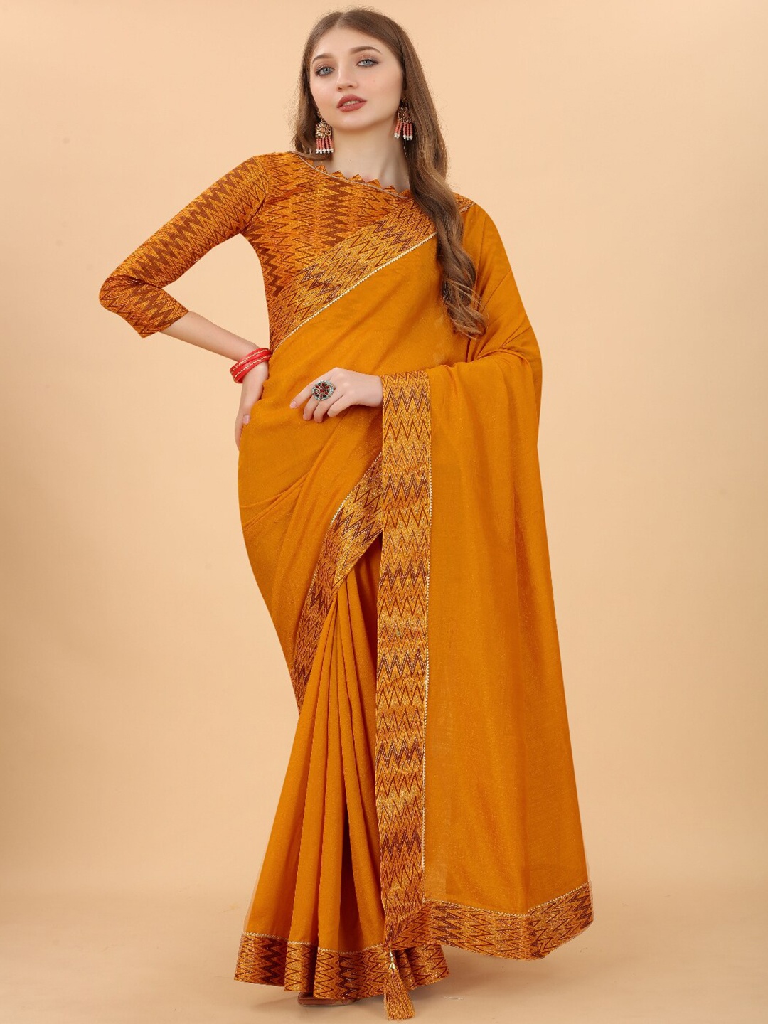 

VSaree Yellow & Brown Pure Silk Bomkai silk Saree