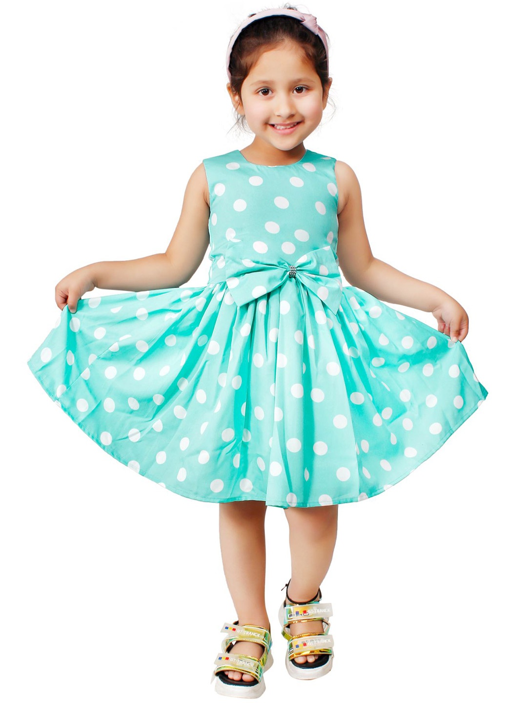 

R Cube Sea Green Crepe A-Line Dress