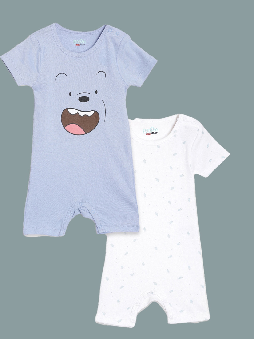 

Broon Infant Boys Pack Of 2 Printed Pure Cotton Bodysuits, Blue