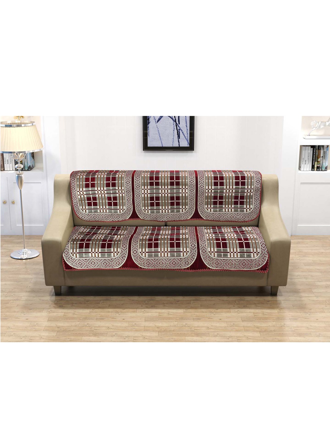 

Slushy Mushy Set of 3 Grey & Red Chenille Sofa Covers