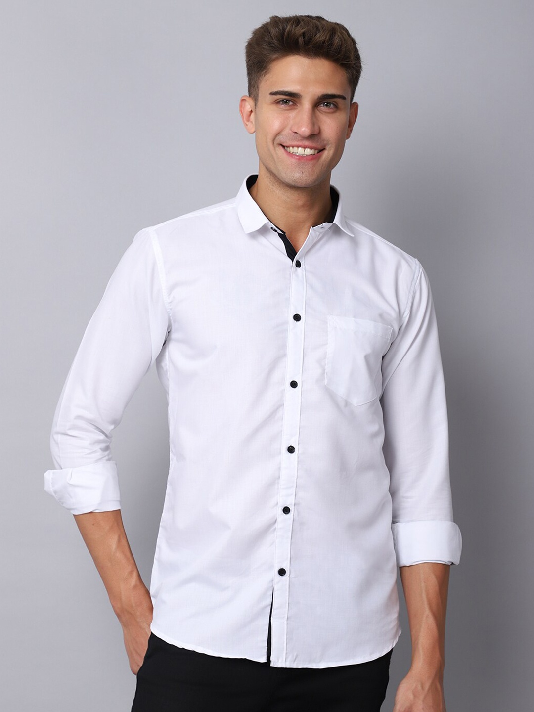 

Majestic Man Men White Slim Fit Casual Shirt