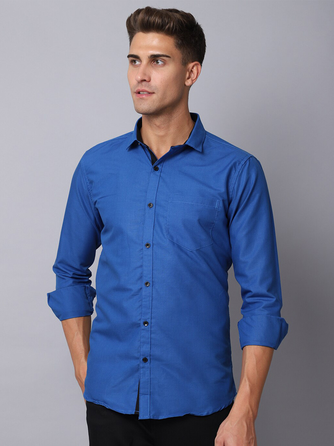 

Majestic Man Men Blue Slim Fit Casual Shirt