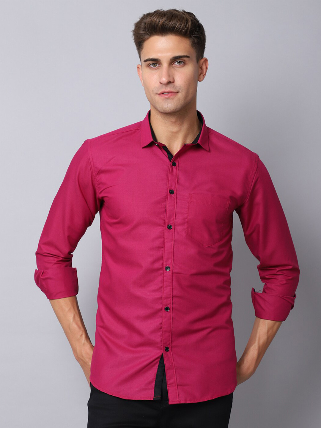 

Majestic Man Men Purple Slim Fit Casual Shirt