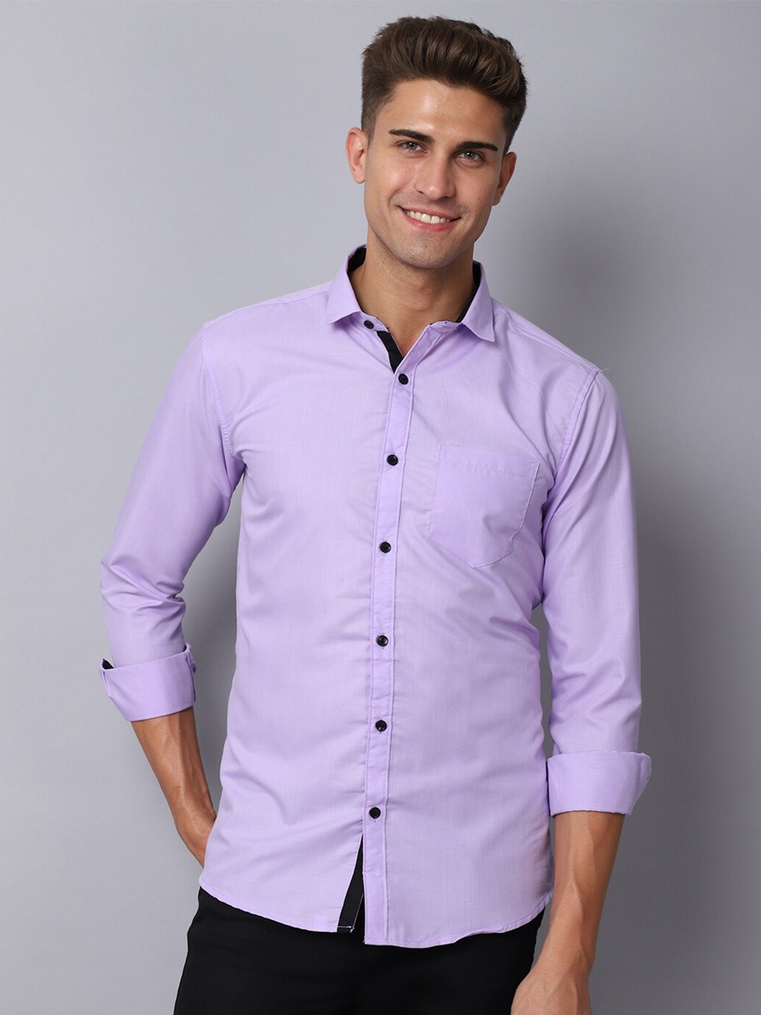 

Majestic Man Men Lavender Slim Fit Casual Shirt