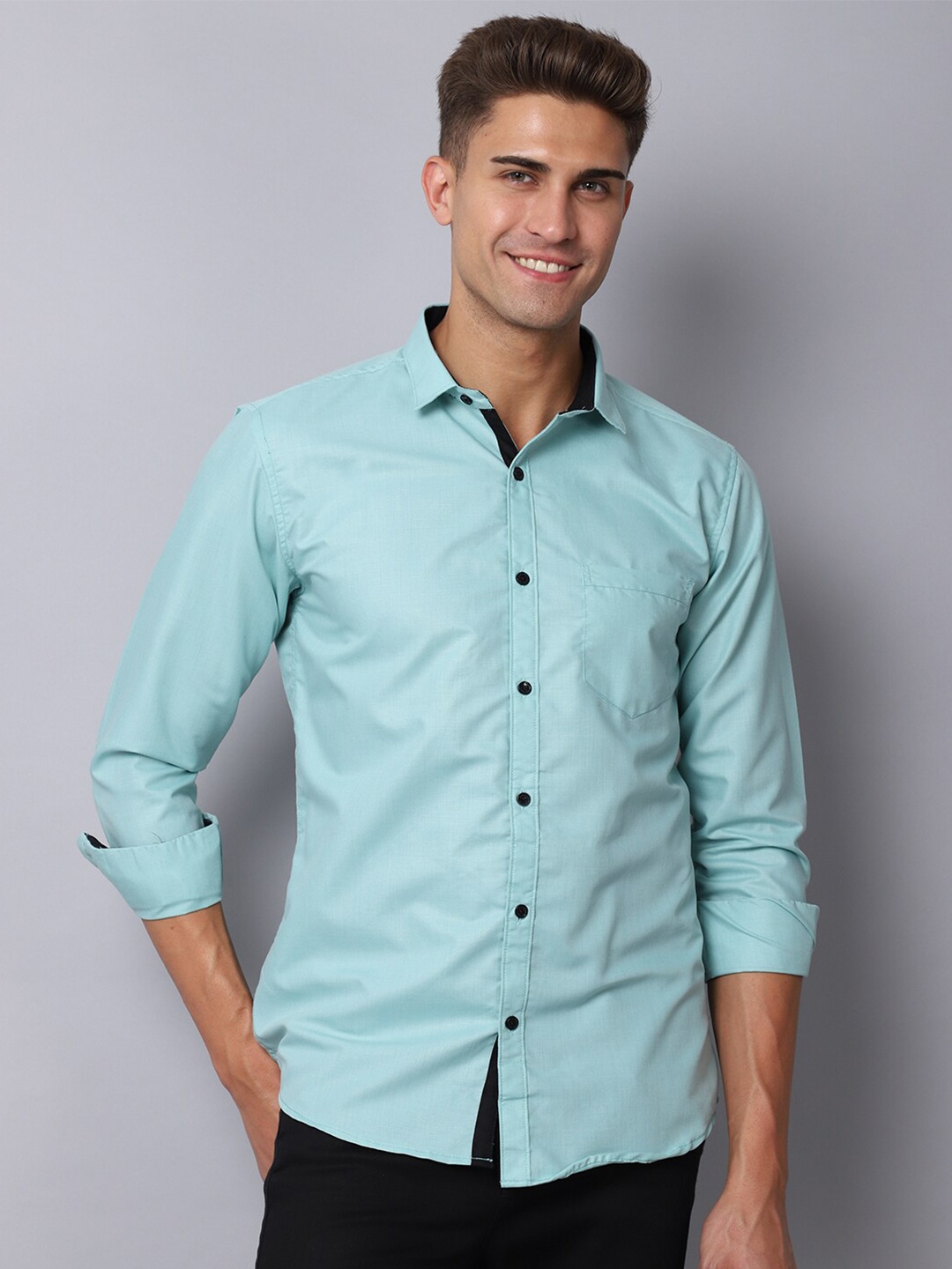 

Majestic Man Men Sea Green Slim Fit Casual Shirt