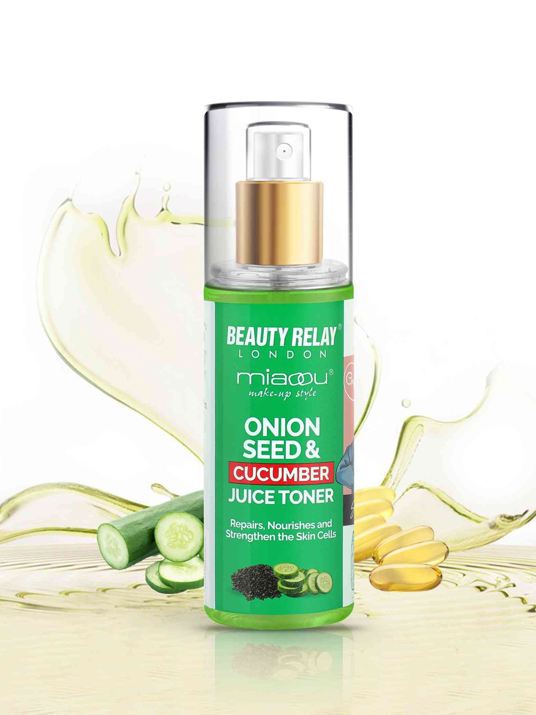 

BeautyRelay London Onion Seed & Cucumber Juice Toner 200 ml, Green