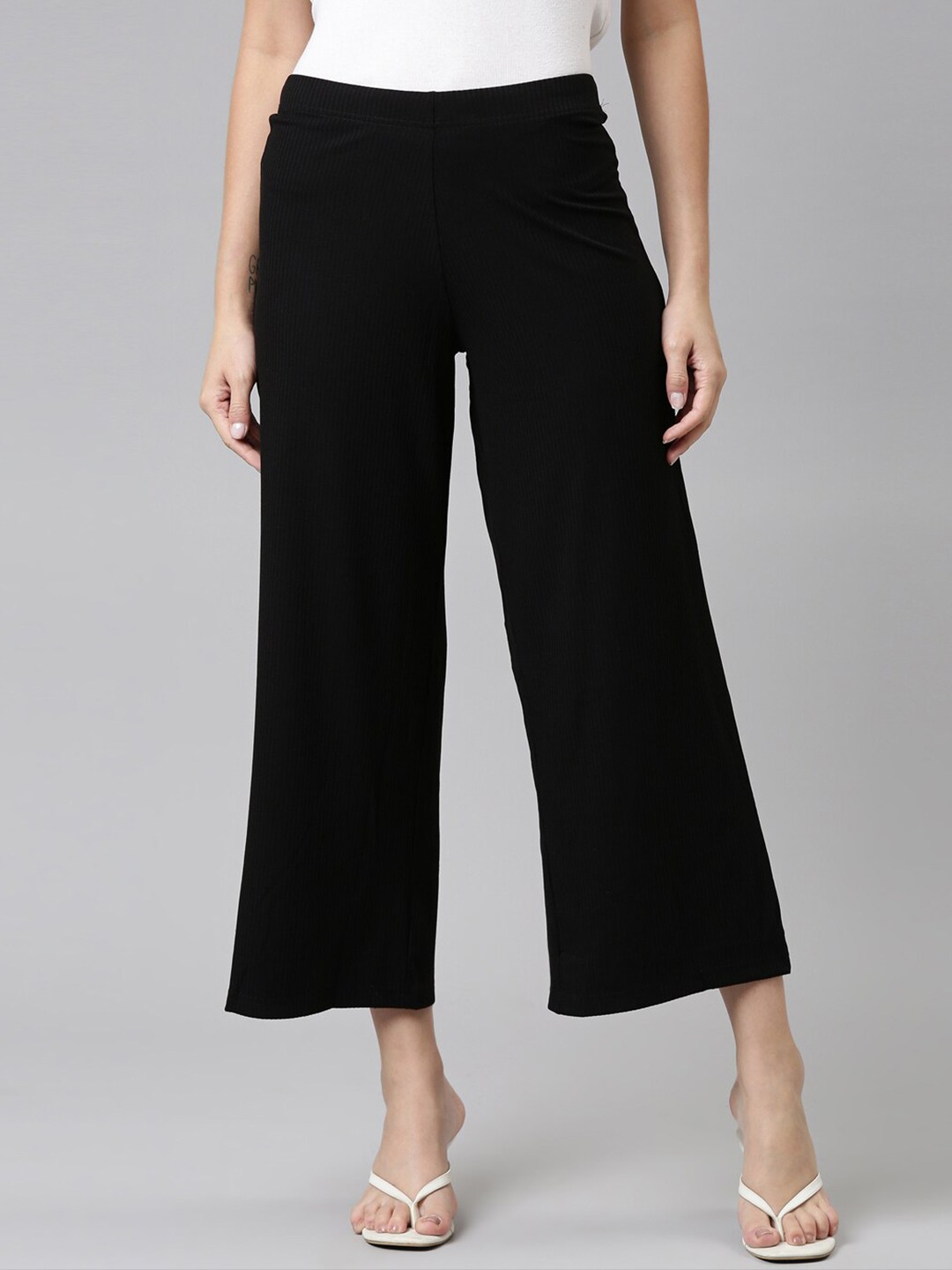 

Go Colors Women Black Knitted Palazzos
