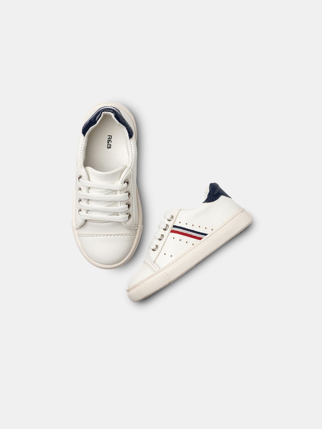 

R&B Boys White Striped PU Sneakers