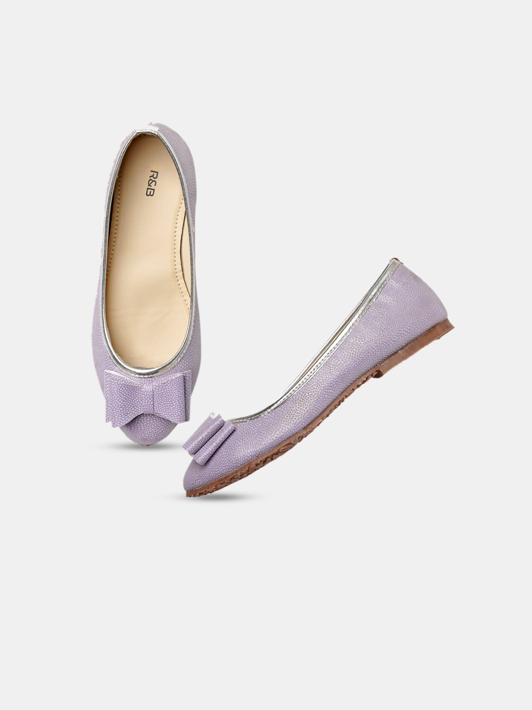 

R&B Women Purple Striped PU Flatforms