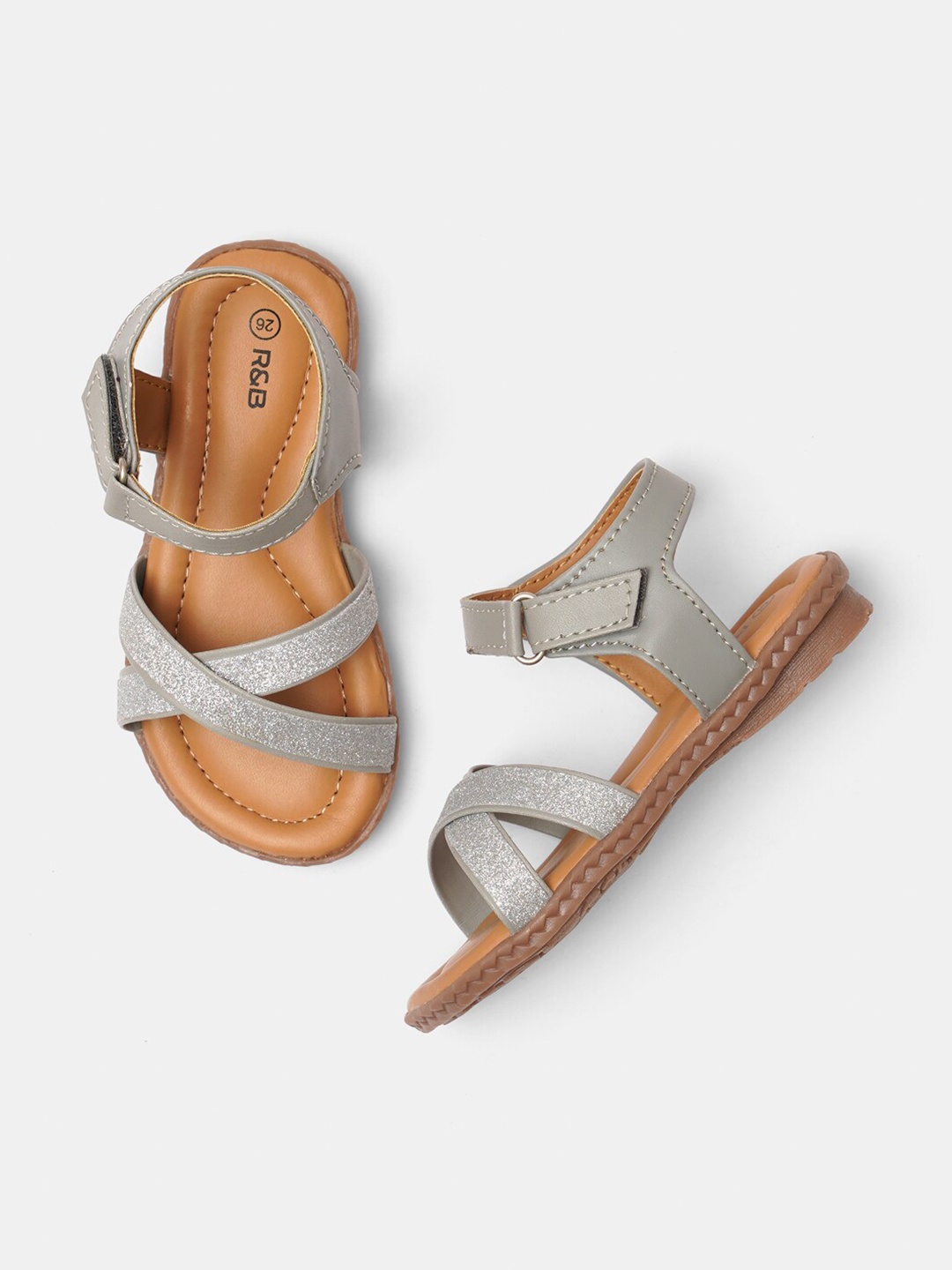 

R&B Girls Grey & Khaki PU Comfort Sandals