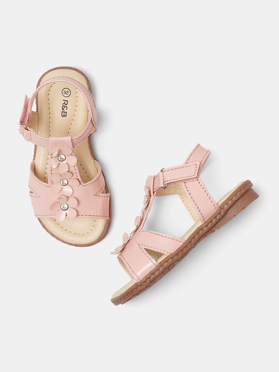 

R&B Girls Pink & Cream-Coloured PU Comfort Sandals