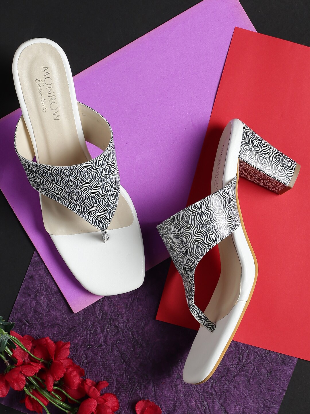 

Monrow White PU Ethnic Wedge Sandals
