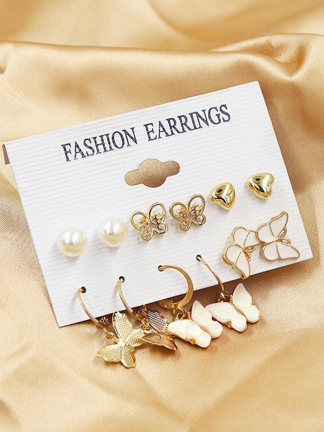 

ANNA CREATIONS Gold-Toned Contemporary Studs Earrings