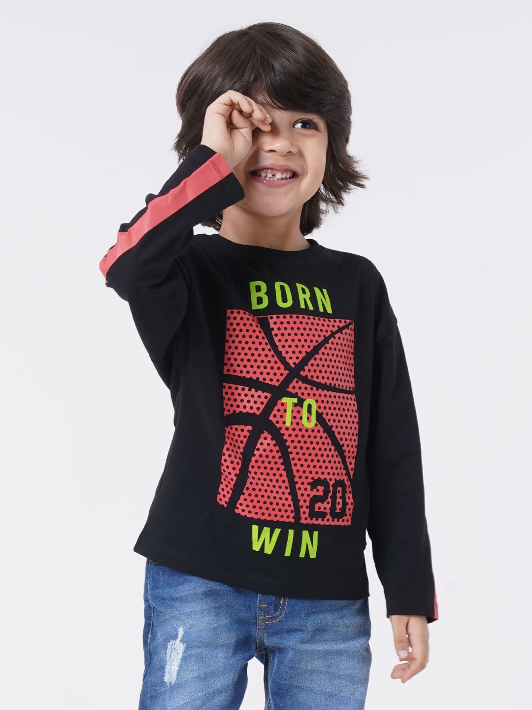 

Ed-a-Mamma Boys Black Printed V-Neck T-shirt