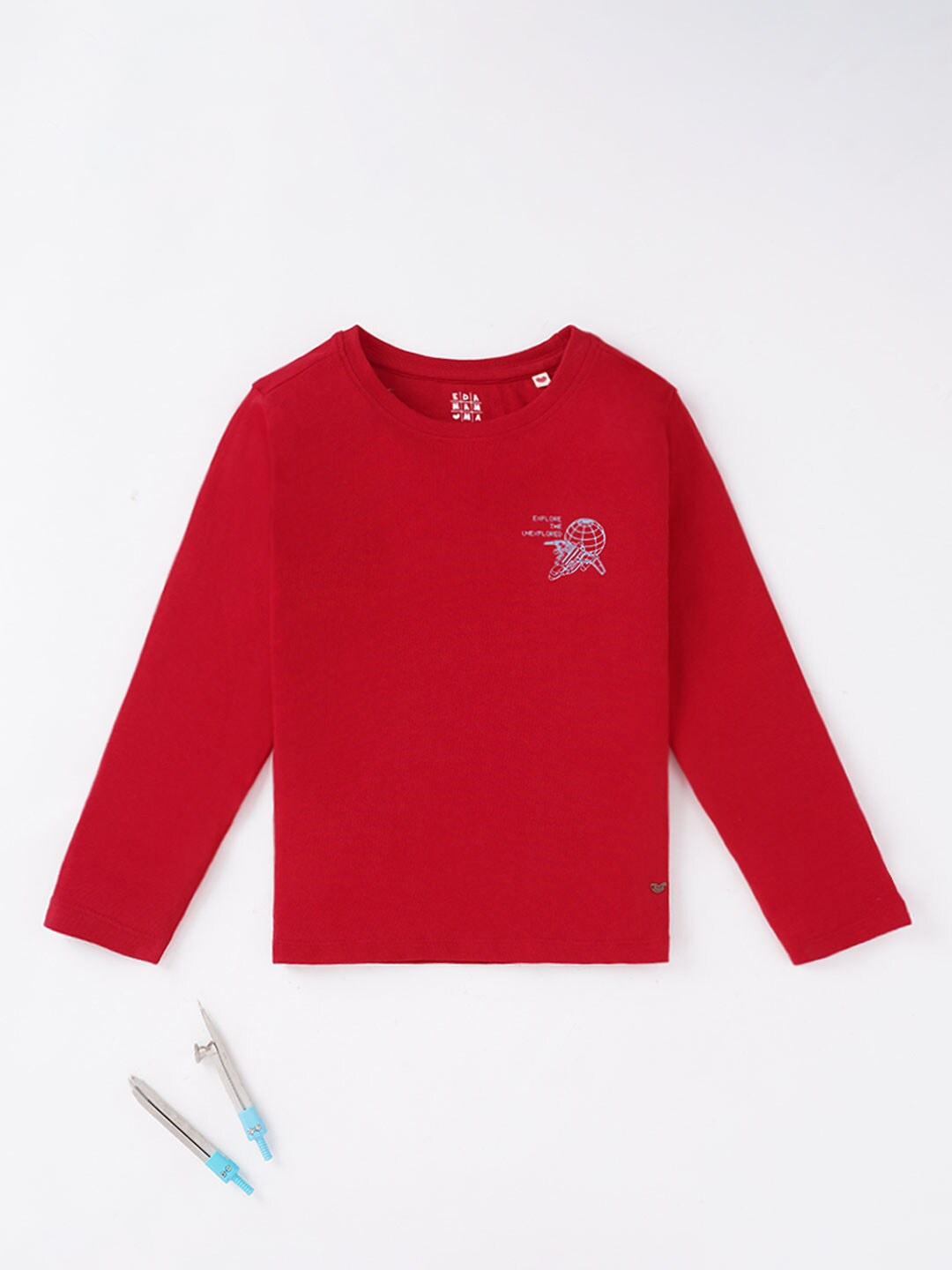 

Ed-a-Mamma Boys Red V-Neck Applique T-shirt