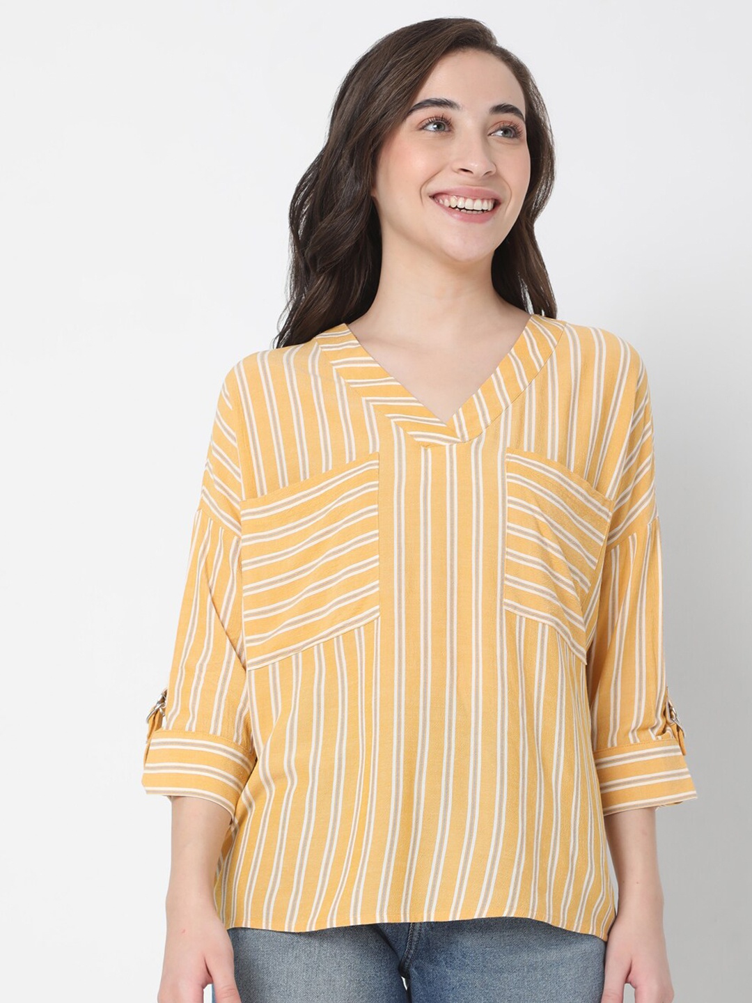 

Vero Moda Yellow Striped Top