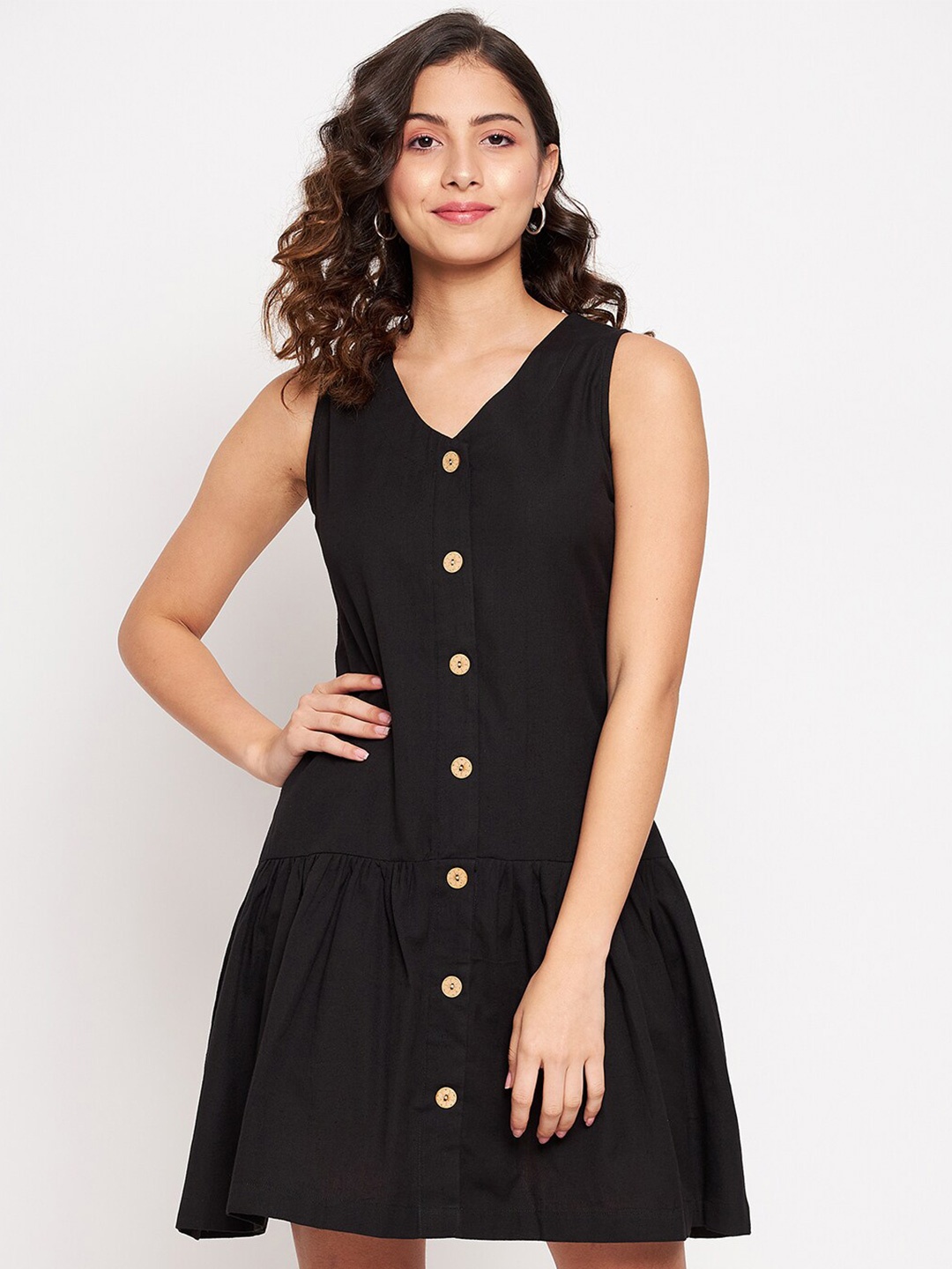 

JHANKHI Black Drop-Waist Dress