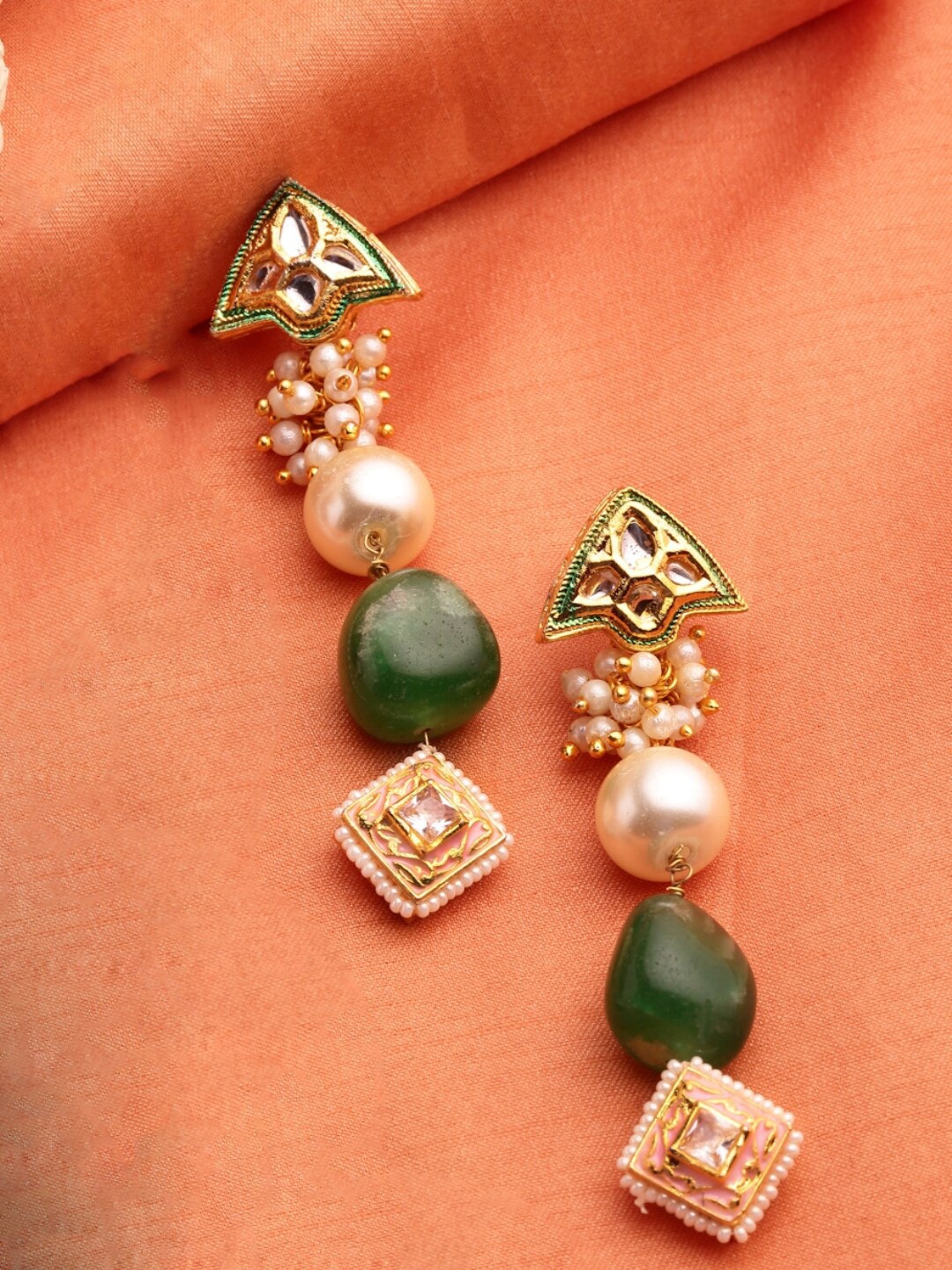 

DUGRISTYLE Green Classic Jhumkas Earrings