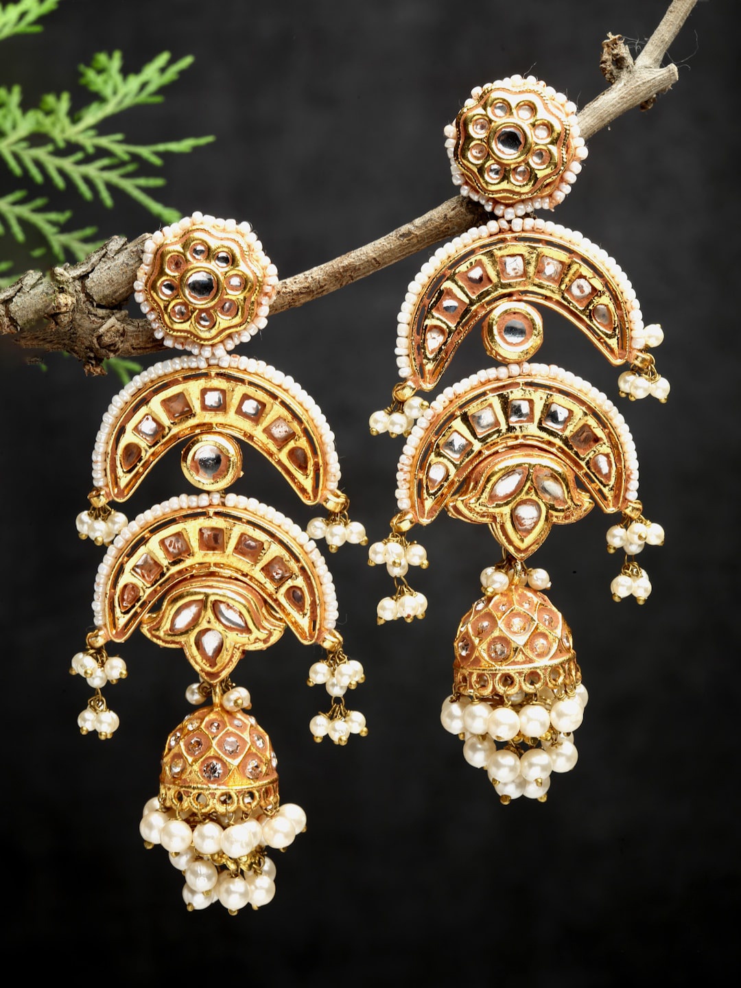 

DUGRISTYLE Gold-Toned Classic Jhumkas Earrings