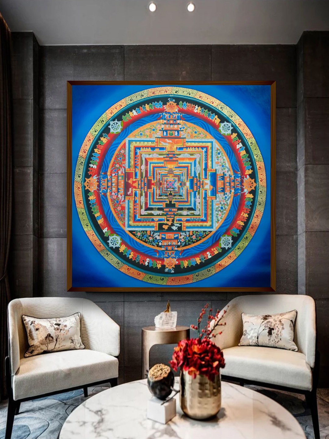 

The Art House Blue & Red Mandala Painting Wall Art