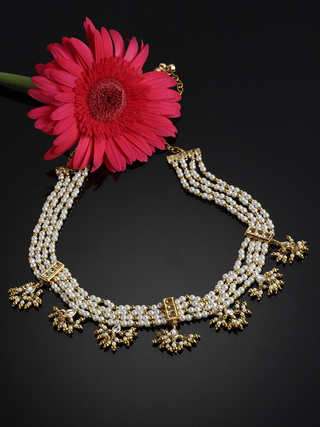 

DUGRISTYLE Gold-Toned & White Sterling Silver Gold-Plated Handcrafted Necklace