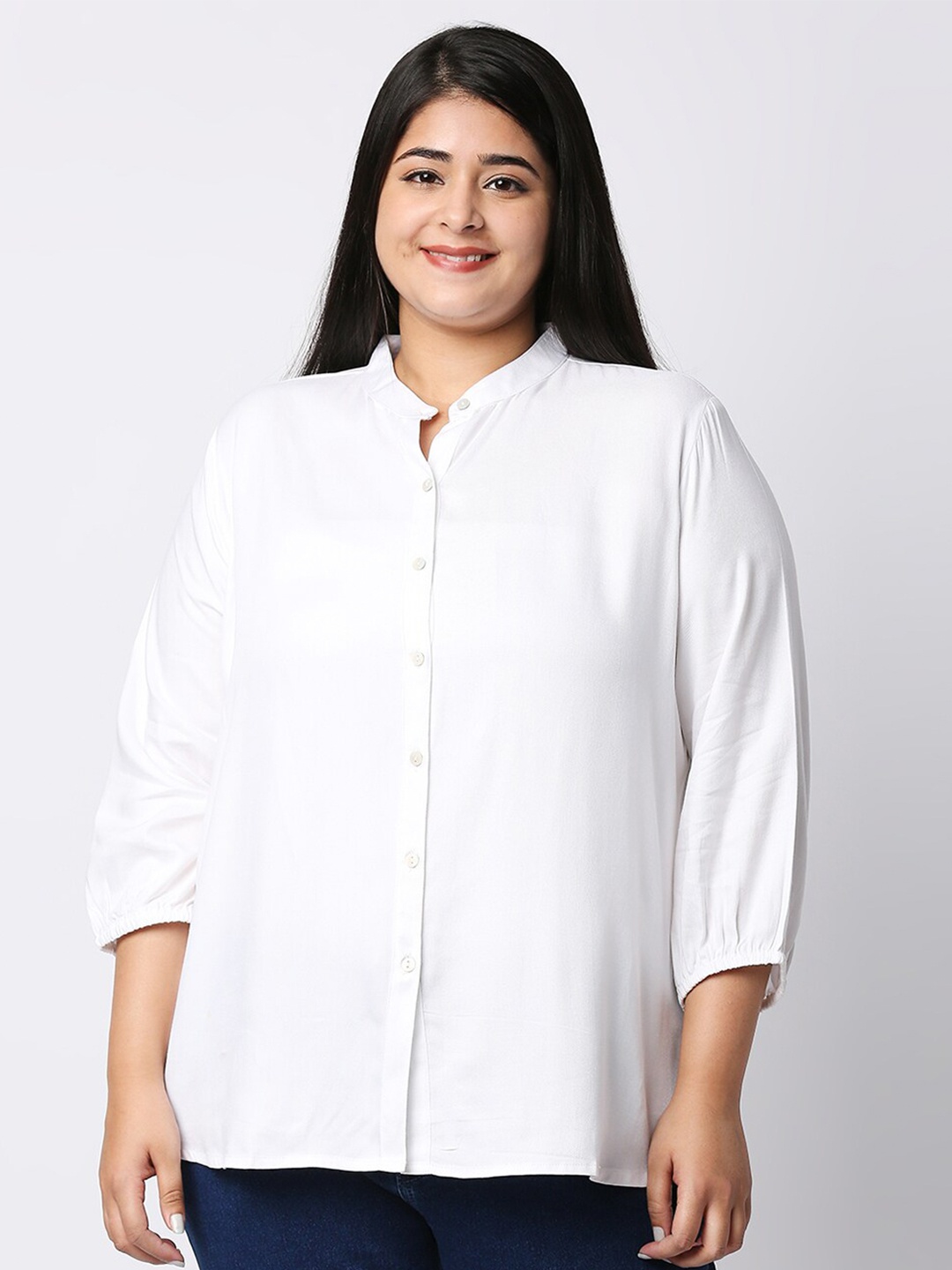 

Style Quotient Plus Size Women White Smart Formal Shirt