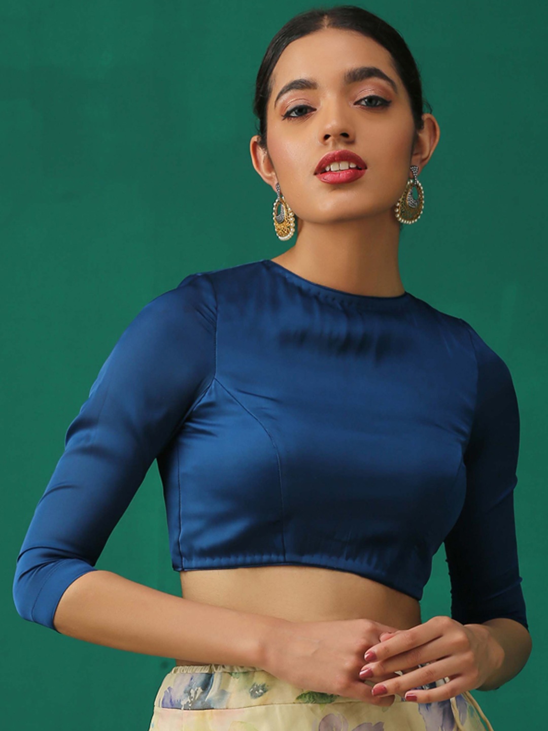 

Triyah Women Blue Solid Saree Blouse