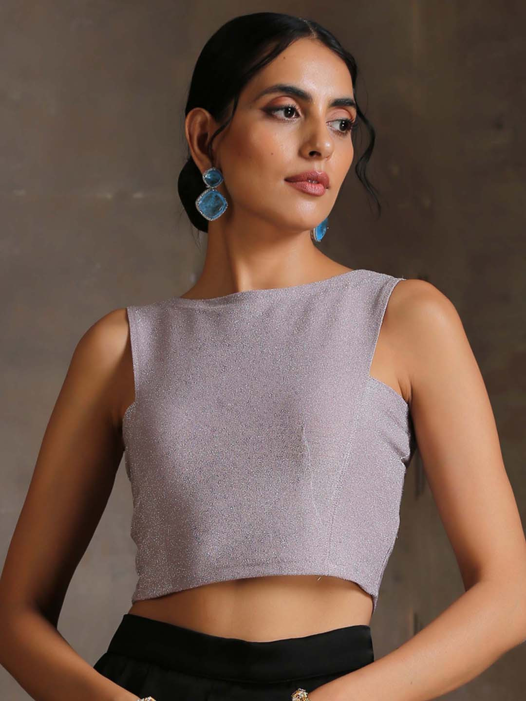 

Triyah Women Mauve Purple Solid High Stretch Saree Blouse