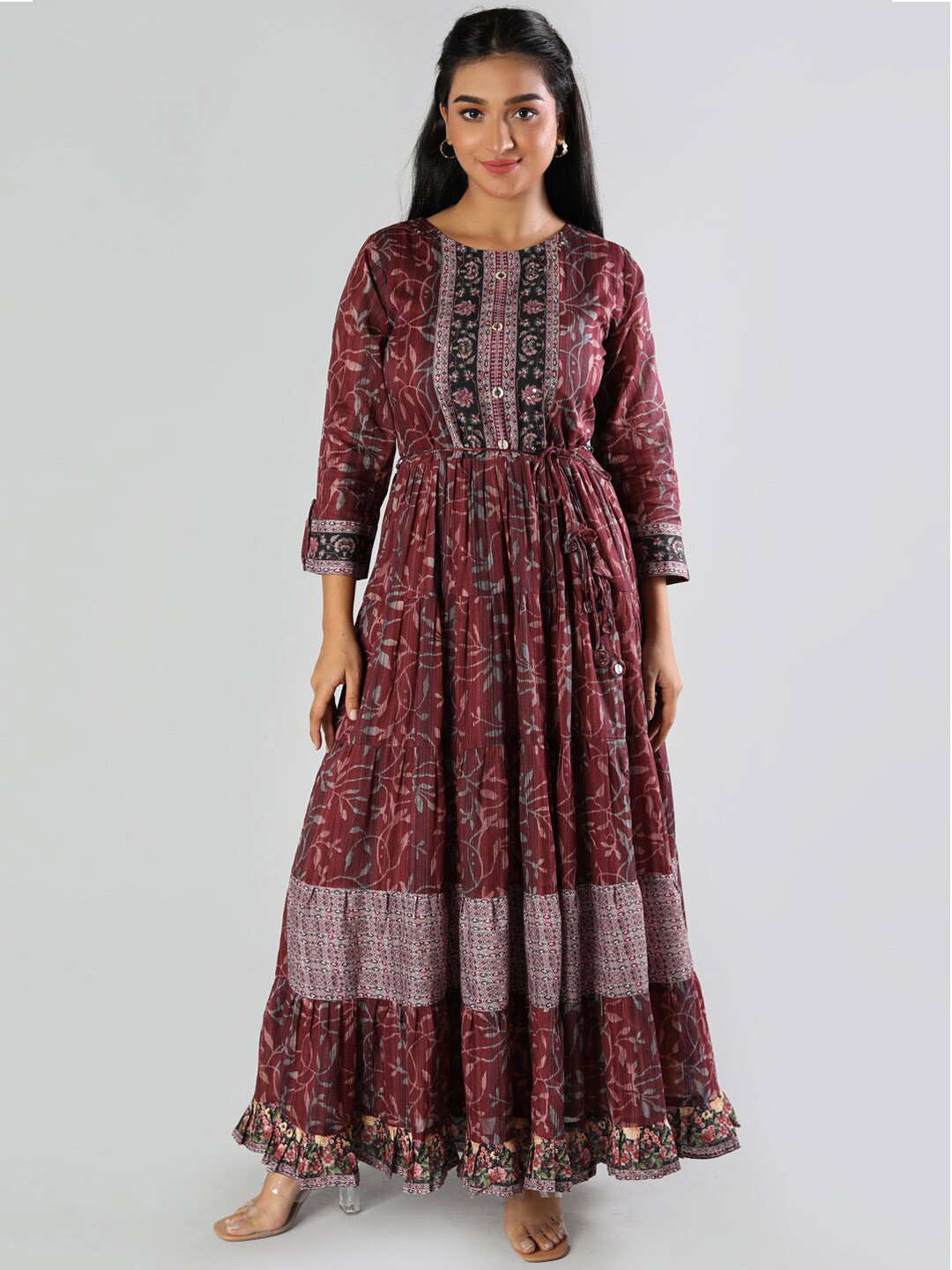 

taruni Women Magenta Floral Printed Anarkali Kurta